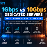 DigitalBerg 1Gbps vs 10Gbps dedicated server hosting comparison with theoretical transfer speeds of 125 MB per second and 1250 MB per second