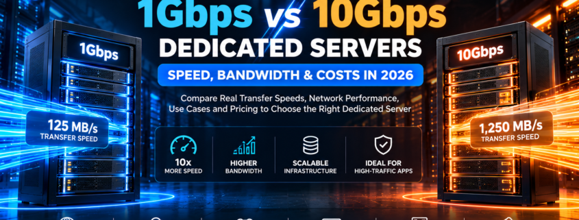 DigitalBerg 1Gbps vs 10Gbps dedicated server hosting comparison with theoretical transfer speeds of 125 MB per second and 1250 MB per second
