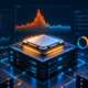 High CPU usage on a Linux VPS illustrated by a server processor and CPU monitoring graphs